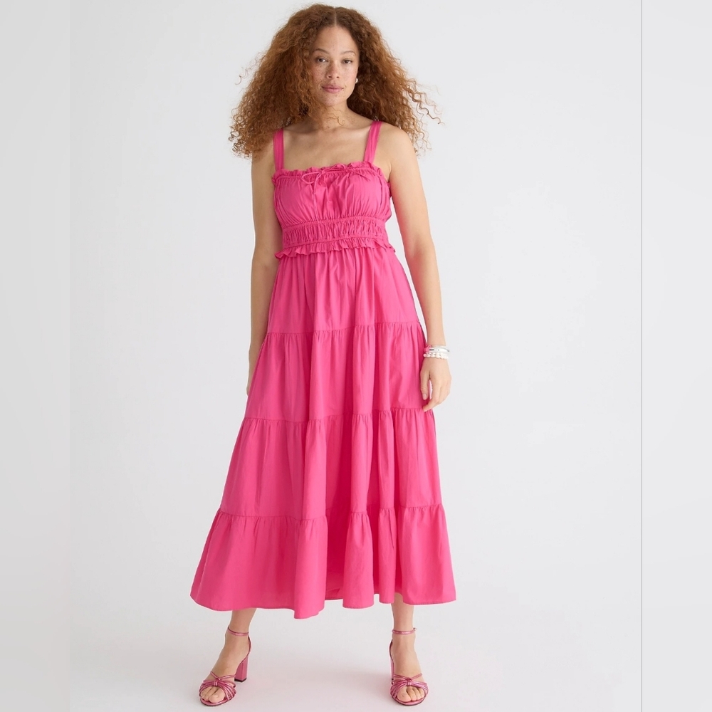 Pink Sleeveless Tiered Maxi Dress